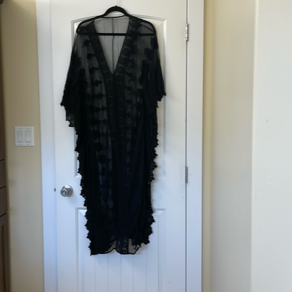 Chic Black Lace Swim Coverup